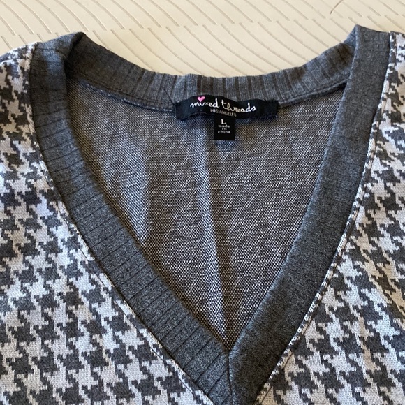 Mixed Threads Houndstooth Vest In Grey Size Large. - Picture 3 of 3